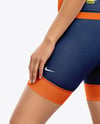 Woman Wearing Cycling Jersey and Bib Shorts Mockup