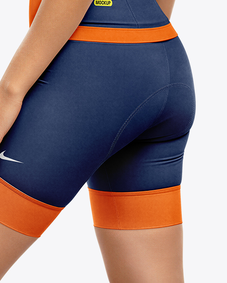Woman Wearing Cycling Jersey and Bib Shorts Mockup