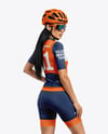 Woman Wearing Cycling Jersey and Bib Shorts Mockup