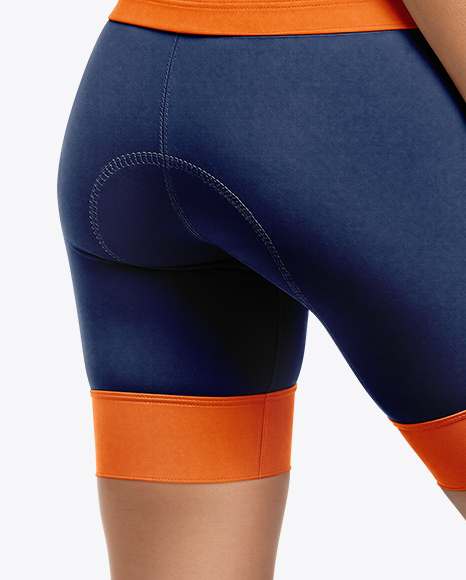 Woman Wearing Cycling Jersey and Bib Shorts Mockup