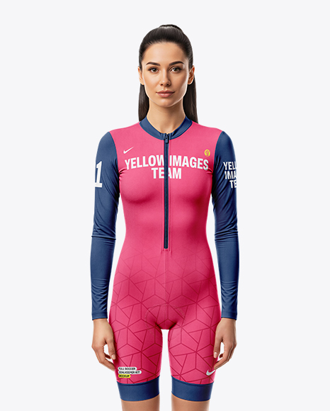 Woman Wearing Cycling Suit Mockup - PSD Mockups