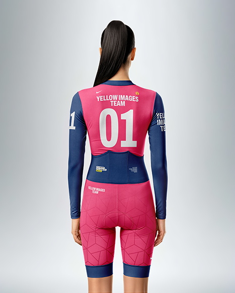 Woman Wearing Cycling Suit Mockup