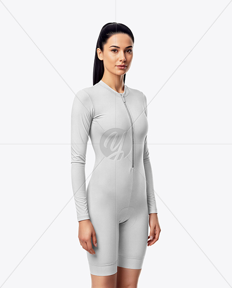 Woman Wearing Cycling Suit Mockup