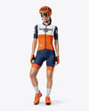 Woman Wearing Full Cycling Kit Mockup