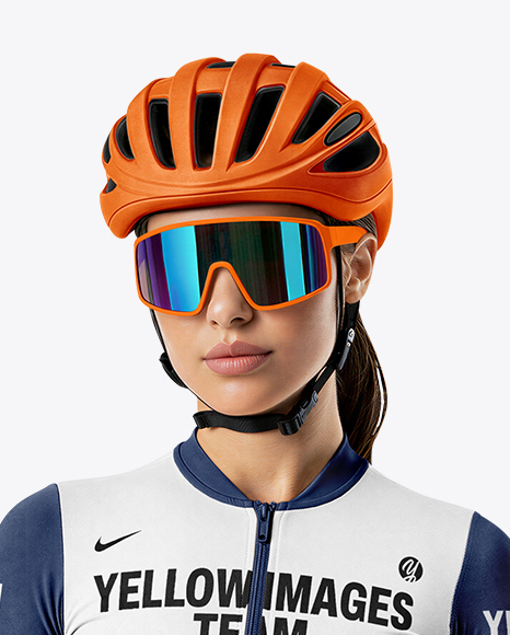 Woman Wearing Full Cycling Kit Mockup