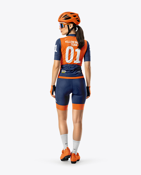 Woman Wearing Full Cycling Kit Mockup