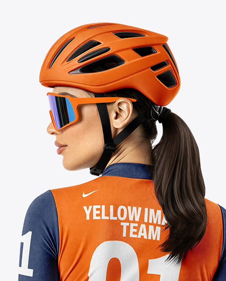 Woman Wearing Full Cycling Kit Mockup