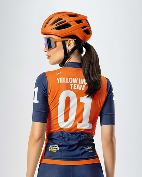 Woman Wearing Full Cycling Kit Mockup