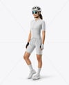 Woman Wearing Full Cycling Kit Mockup
