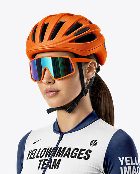 Woman Wearing Full Cycling Kit Mockup