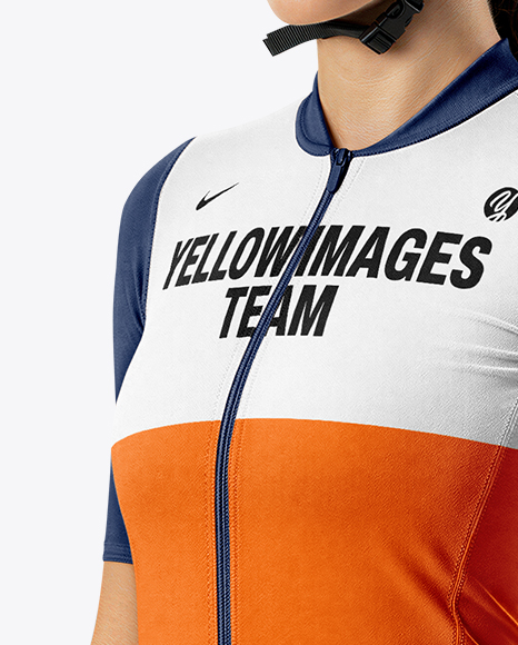 Woman Wearing Full Cycling Kit Mockup