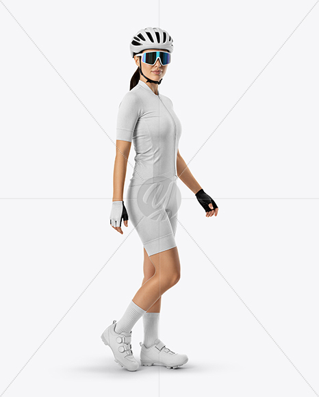Woman Wearing Full Cycling Kit Mockup