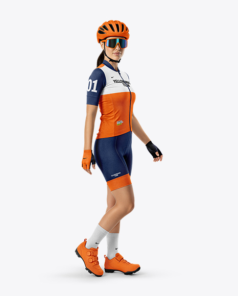 Woman Wearing Full Cycling Kit Mockup