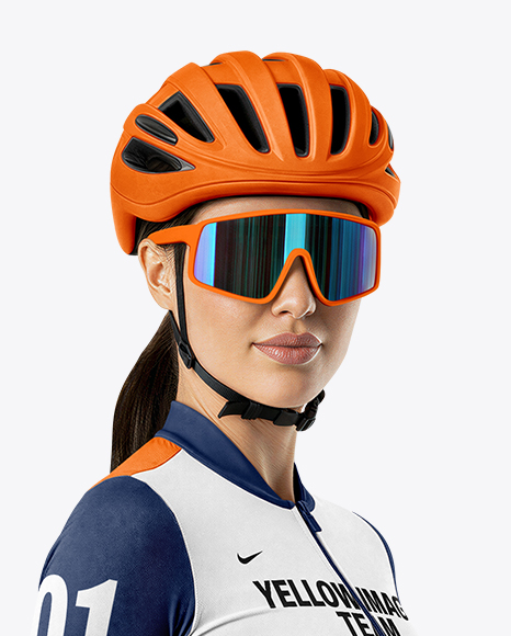 Woman Wearing Full Cycling Kit Mockup
