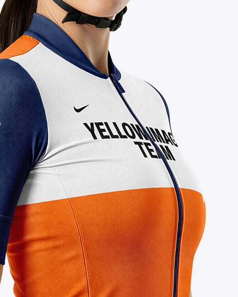 Woman Wearing Full Cycling Kit Mockup