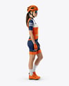 Woman Wearing Full Cycling Kit Mockup