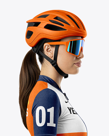 Woman Wearing Full Cycling Kit Mockup