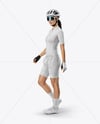 Woman Wearing Full Cycling Kit Mockup