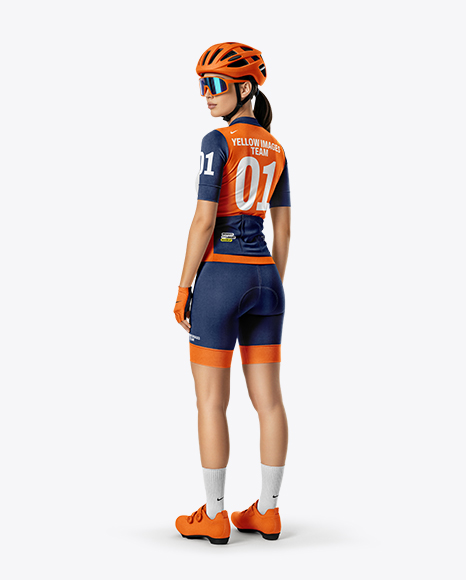 Woman Wearing Full Cycling Kit Mockup - PSD Mockups