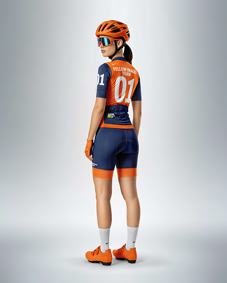 Woman Wearing Full Cycling Kit Mockup