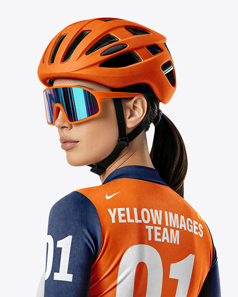 Woman Wearing Full Cycling Kit Mockup