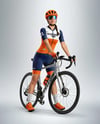 Woman Wearing Full Cycling Kit with Road Bike Mockup