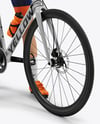 Woman Wearing Full Cycling Kit with Road Bike Mockup