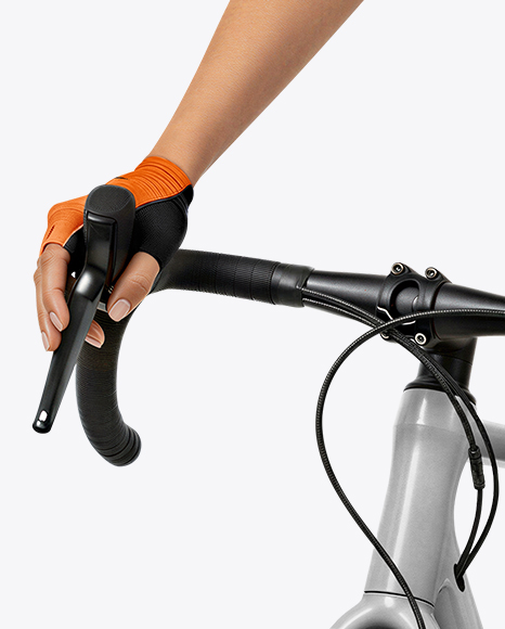 Woman Wearing Full Cycling Kit with Road Bike Mockup