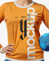 Woman Wearing Full Handball Goalkeeper Kit Mockup