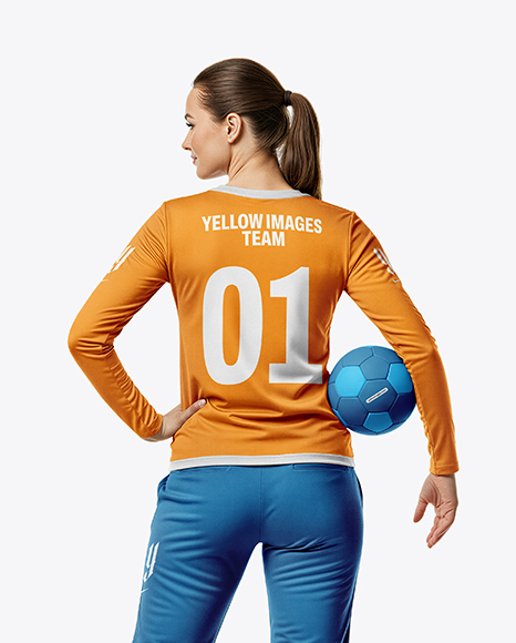 Woman Wearing Full Handball Goalkeeper Kit Mockup