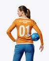 Woman Wearing Full Handball Goalkeeper Kit Mockup