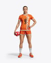 Woman Wearing Full Handball Kit with Ball Mockup