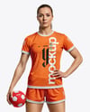 Woman Wearing Full Handball Kit with Ball Mockup