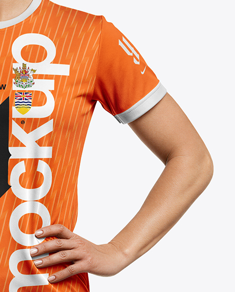 Woman Wearing Full Handball Kit with Ball Mockup