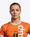 Woman Wearing Full Handball Kit with Ball Mockup
