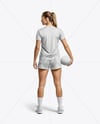 Woman Wearing Full Handball Kit with Ball Mockup