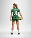 Woman Wearing Full Handball Kit with Ball Mockup