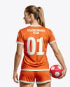 Woman Wearing Full Handball Kit with Ball Mockup