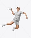 Woman Wearing Full Handball Kit with Ball Mockup
