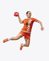 Woman Wearing Full Handball Kit with Ball Mockup