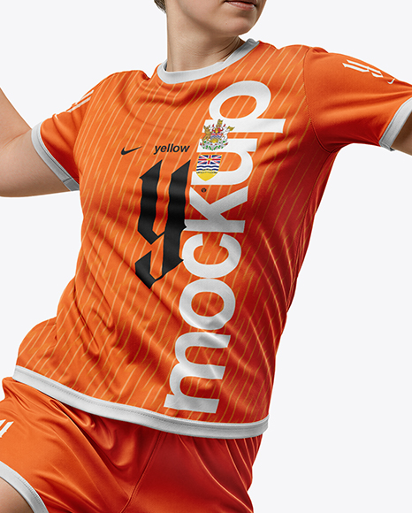Woman Wearing Full Handball Kit with Ball Mockup