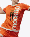 Woman Wearing Full Handball Kit with Ball Mockup