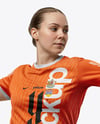 Woman Wearing Full Handball Kit with Ball Mockup