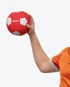 Woman Wearing Full Handball Kit with Ball Mockup