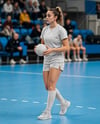 Woman Wearing Full Handball Kit with Ball Mockup