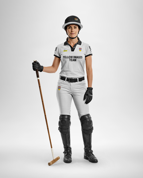 Woman Wearing Full Polo Kit Mockup
