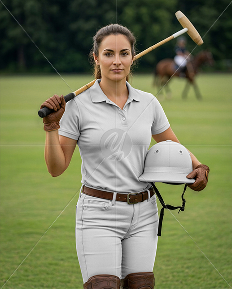 Woman Wearing Full Polo Kit Mockup