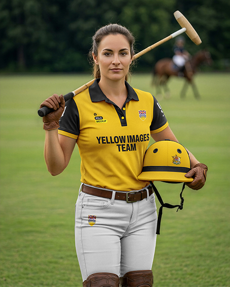 Woman Wearing Full Polo Kit Mockup