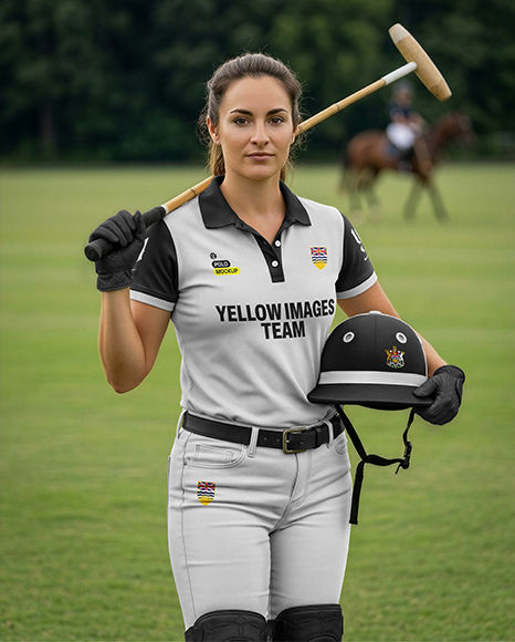 Woman Wearing Full Polo Kit Mockup