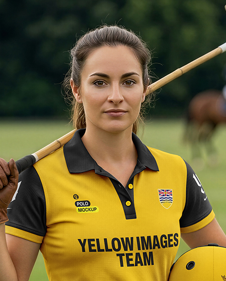 Woman Wearing Full Polo Kit Mockup